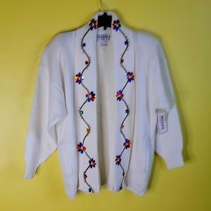 New Vtg. Western Connection Women's Cardigan Sweater with colorful Rhinestones..